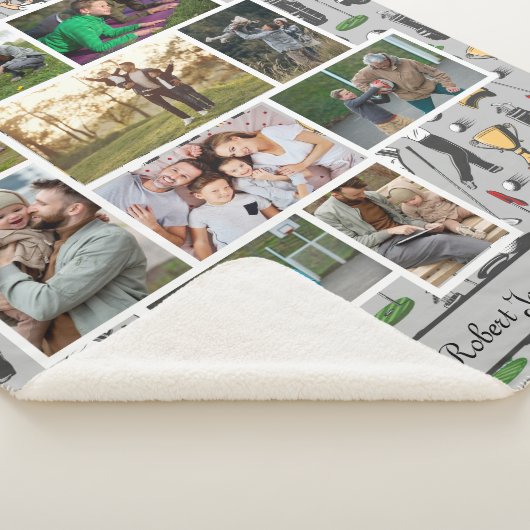 Couverture Sherpa Modern Golf 10 Photo Collage Monogramme Nom (3/4)