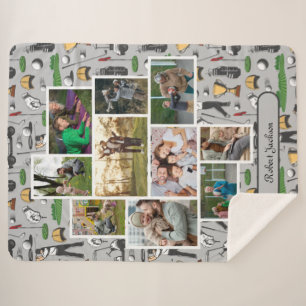 Couverture Sherpa Modern Golf 10 Photo Collage Monogramme Nom