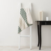 Couverture Sherpa Modern Green Ticking Stripe Linen Texture (En situation)