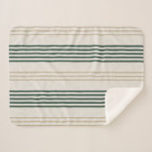 Couverture Sherpa Modern Green Ticking Stripe Linen Texture (Devant (Horizontal))