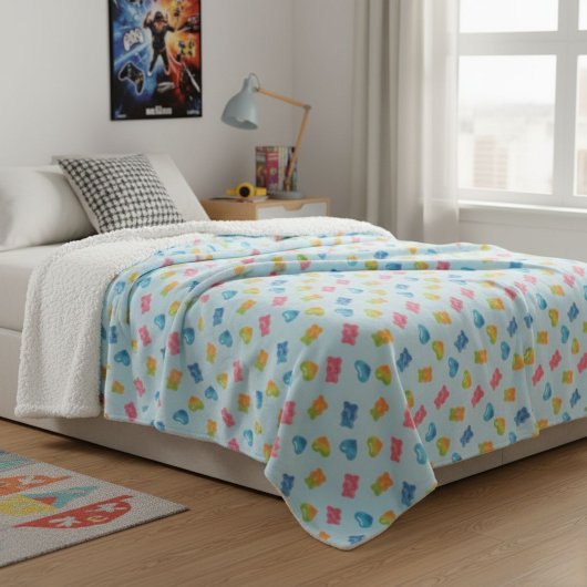 Couverture Sherpa Modern Gummy Bear Pattern Blanket - For Kids Cute