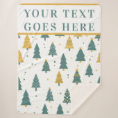 Couverture Sherpa Modern Teal & Gold Christmas Tree Custom Text (Devant)