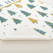 Couverture Sherpa Modern Teal & Gold Christmas Tree Custom Text (3/4)