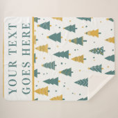 Couverture Sherpa Modern Teal & Gold Christmas Tree Custom Text (Devant (Horizontal))