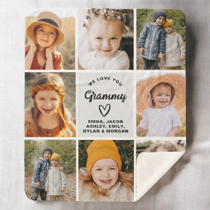 Couverture Sherpa Modern We Love You Grammy Family Photo Collage