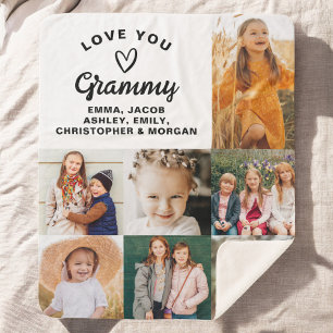 Couverture Sherpa Modern We Love You Grammy Family Photo Collage