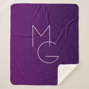 Couverture Sherpa Moderne 2 Initiales Ombre subtile violet profond