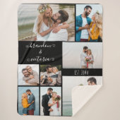 Couverture Sherpa Moderne 8 Photo Collage Élégant Script Custom Blac (Devant)