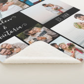 Couverture Sherpa Moderne 8 Photo Collage Élégant Script Custom Blac (3/4)