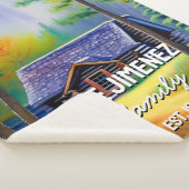 Couverture Sherpa Moderne aquarelle chute log cabine élégant famille (3/4)