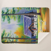 Couverture Sherpa Moderne aquarelle chute log cabine élégant famille (Devant (Horizontal))