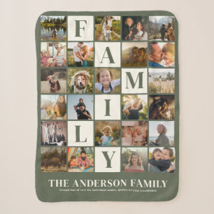 Couverture Sherpa Moderne Famille Photo Grille Collage Simple Design