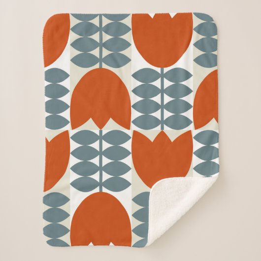 Couverture Sherpa Moderne géométrique abstraite avec fleurs stylisée (Devant)