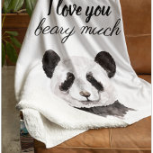 Couverture Sherpa Moderne Je T'Aime Beary Beaucoup Panda Noir Et Bla