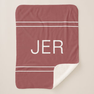 Couverture Sherpa Moderne minimaliste simple modèle monogrammé rouge