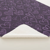 Couverture Sherpa Moderne motif de cœurs violets foncés (3/4)