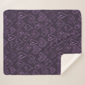 Couverture Sherpa Moderne motif de cœurs violets foncés (Devant (Horizontal))
