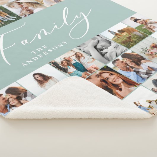Couverture Sherpa Moderne multi photo bleu script famille élégant sh (3/4)