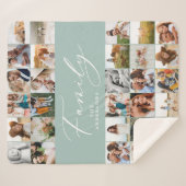 Couverture Sherpa Moderne multi photo bleu script famille élégant sh (Devant (Horizontal))