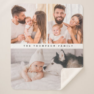 Couverture Sherpa Moderne Multi Photo Personnalisé Simple Famille Fa