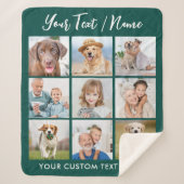 Couverture Sherpa Moderne Personnalisé 9 Photo Collage Emerald Green (Devant)