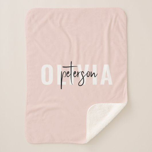 Couverture Sherpa Moderne Personnalisé Cute Pastel Rose (Devant)