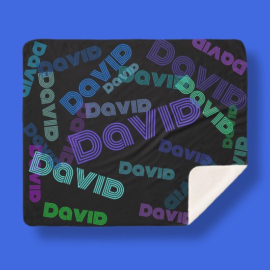 Couverture Sherpa Moderne, tout collage de nom | blues, violets et v