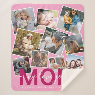 Couverture Sherpa Moderne 'We Love You' Photo Collage Maman