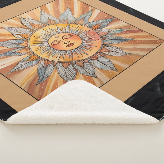 Couverture Sherpa Moderne Zen Boho paisible Orange Sun Flèches Brick (3/4)