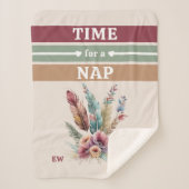 Couverture Sherpa Moment pour une sieste ajouter les initiales fleur (Devant)