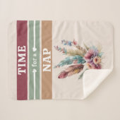 Couverture Sherpa Moment pour une sieste ajouter les initiales fleur (Devant (Horizontal))