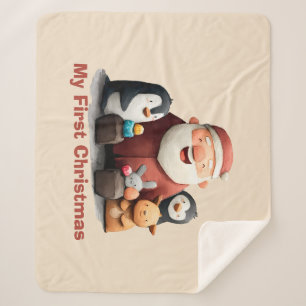 Couverture Sherpa Mon premier Noël mignon Père Noël & Animaux