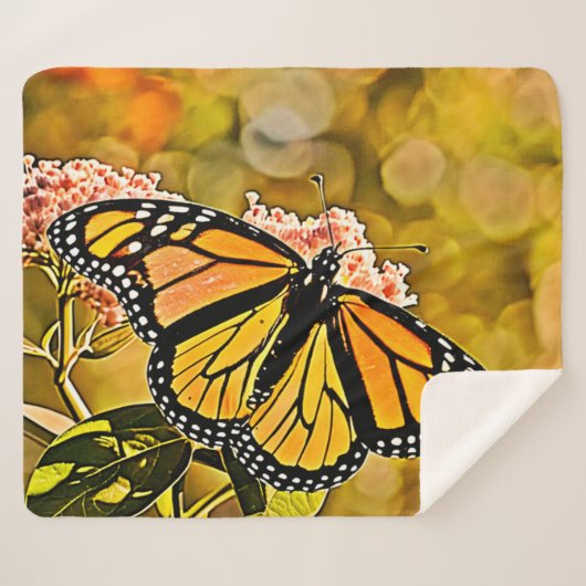 Couverture Sherpa Monarch Butterfly Garden Art (Devant (Horizontal))
