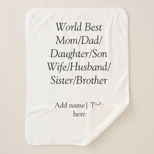 Couverture Sherpa Monde meilleur maman mari femme papa fille fils (Devant)