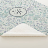 Couverture Sherpa Mongramme Lavande et Feuille verte (3/4)