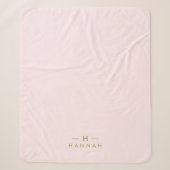 Couverture Sherpa Monogram Blush | Elegant Gold Minimum (Devant)