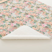 Couverture Sherpa Monogram Boho Rose Pêche Blanc Floral Tendance (3/4)