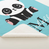 Couverture Sherpa Monogram Cute Panda Personnalisé Bubble Gum Bleu (3/4)