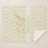 Couverture Sherpa Monogram Gold ArtDeco Mariage des jeunes mariés (Devant (Horizontal))