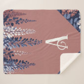 Couverture Sherpa Monogram Marine Rose Wisteria Élégance (Devant (Horizontal))