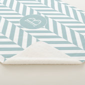 Couverture Sherpa Monogram Pastel Blue Herringbone Motif (3/4)
