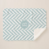 Couverture Sherpa Monogram Pastel Blue Herringbone Motif (Devant (Horizontal))