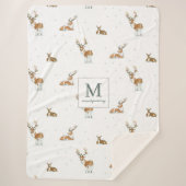 Couverture Sherpa Monogram | Renne de Noël Mid-Century Modern (Devant)