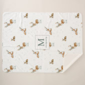 Couverture Sherpa Monogram | Renne de Noël Mid-Century Modern (Devant (Horizontal))