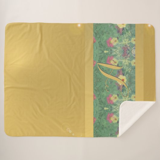 Couverture Sherpa Monogram Sherpa Blanket en laiton floral (Devant (Horizontal))