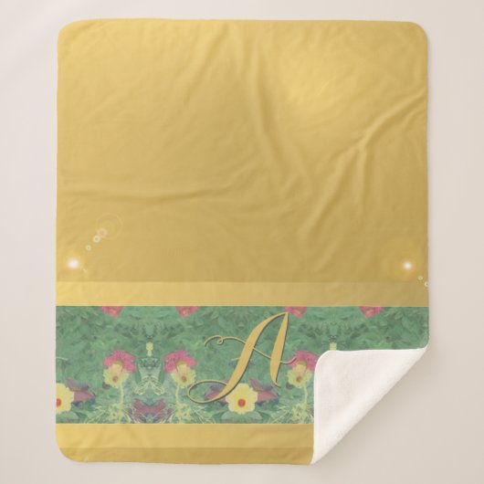 Couverture Sherpa Monogram Sherpa Blanket en laiton floral (Devant)