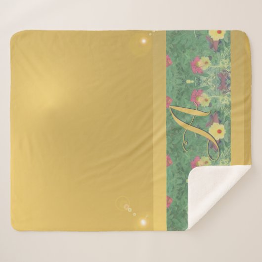 Couverture Sherpa Monogram Sherpa Blanket en laiton floral (Devant (Horizontal))