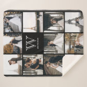 Couverture Sherpa Monogramme 11 Carré - Bordure photo noir (Devant (Horizontal))