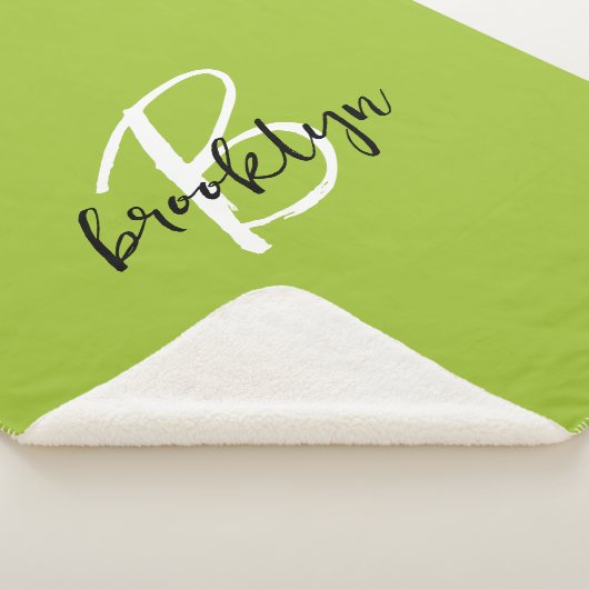 Couverture Sherpa Monogramme à chaux vert noir et blanc tendance (3/4)