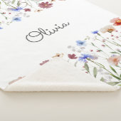 Couverture Sherpa Monogramme Aquarelle couleur Fleur sauvage Meadow (3/4)
